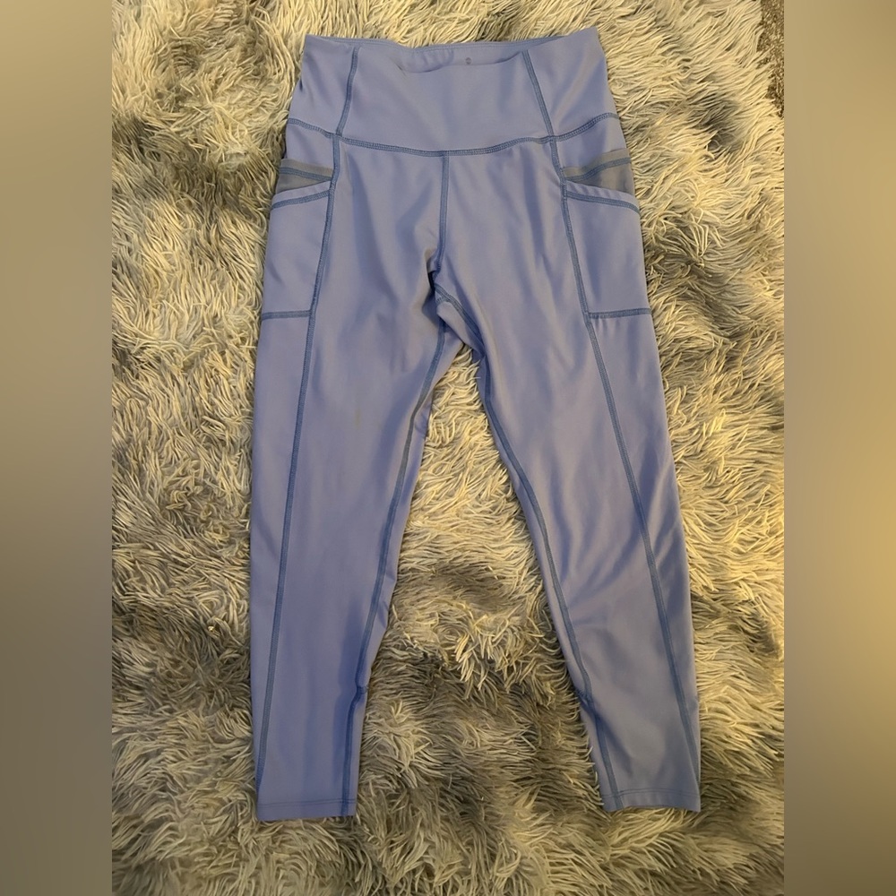 Apana Blue Performance Leggings High-Waisted Cropped